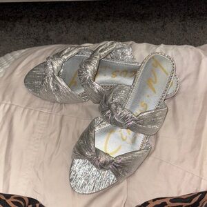 Circus by Sam Edelman Size 7 Silver Women's Slide Sandals NWT AND BOX